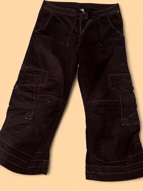 Prana Brown Cargo Capris with Contrast Stitching